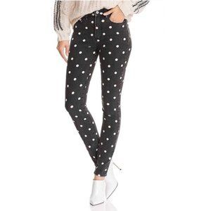 Anthropologie’s Paige Jeans Verdugo Polka Dot Skinny Leg Black Size 24 NWT $215